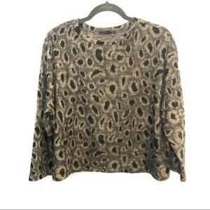 Zara Fuzzy Leopard Print Sweater